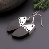 925 Silver Wood Dangle Earrings