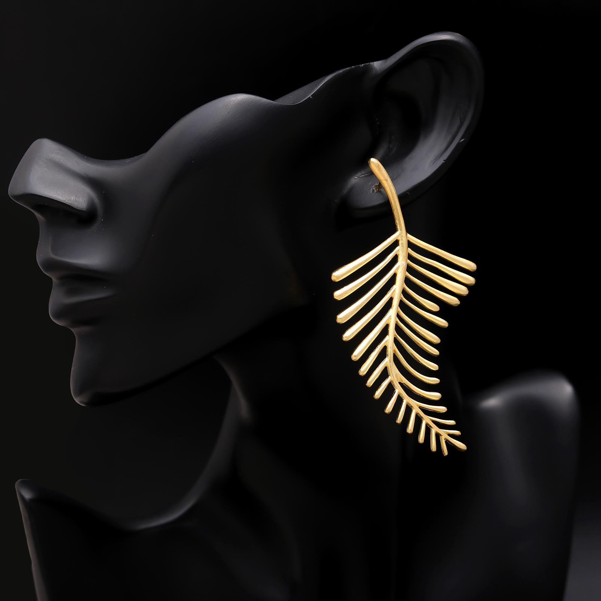 925 Silver Palm Leaf Drop Earrings