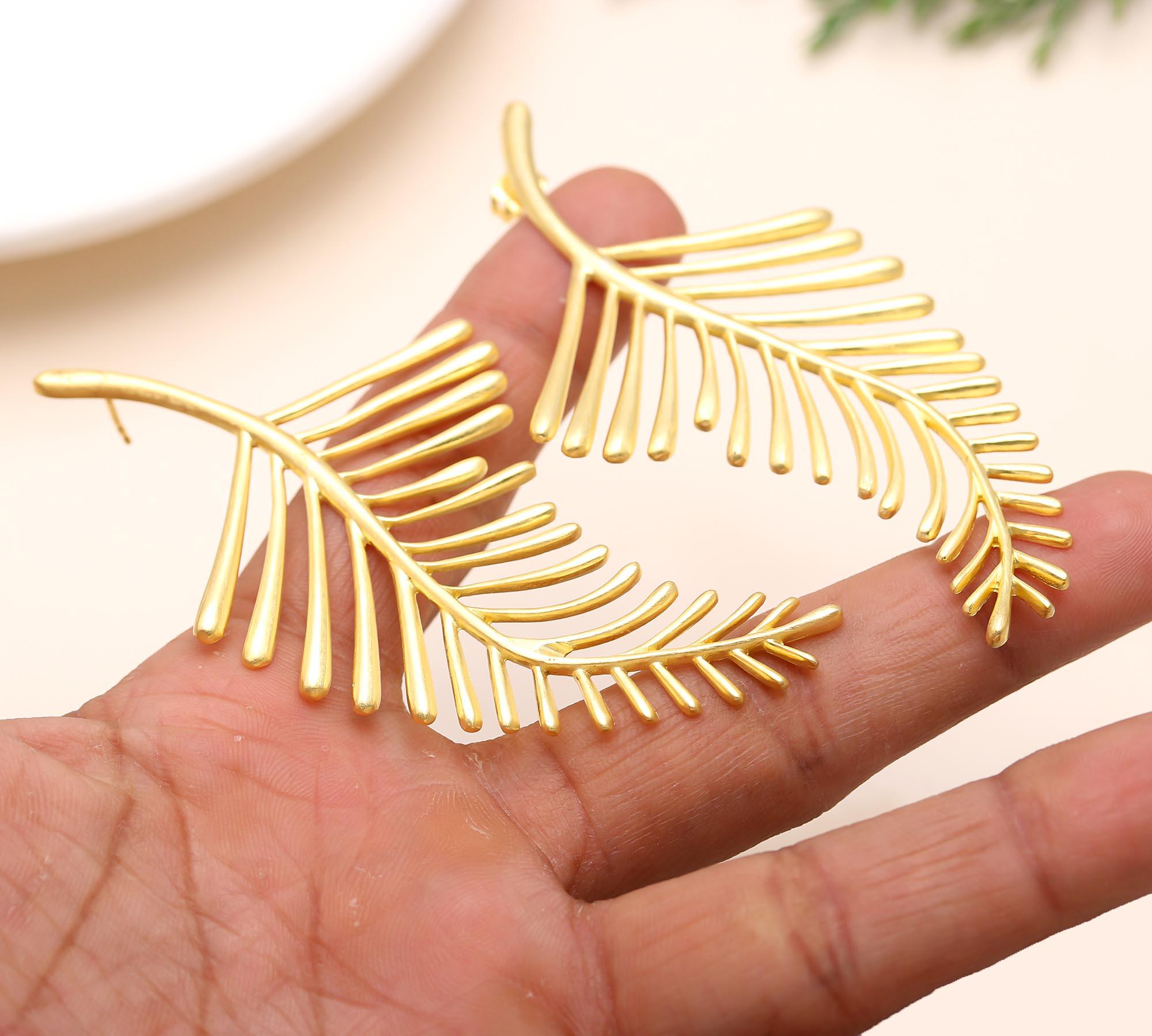 925 Silver Palm Leaf Drop Earrings