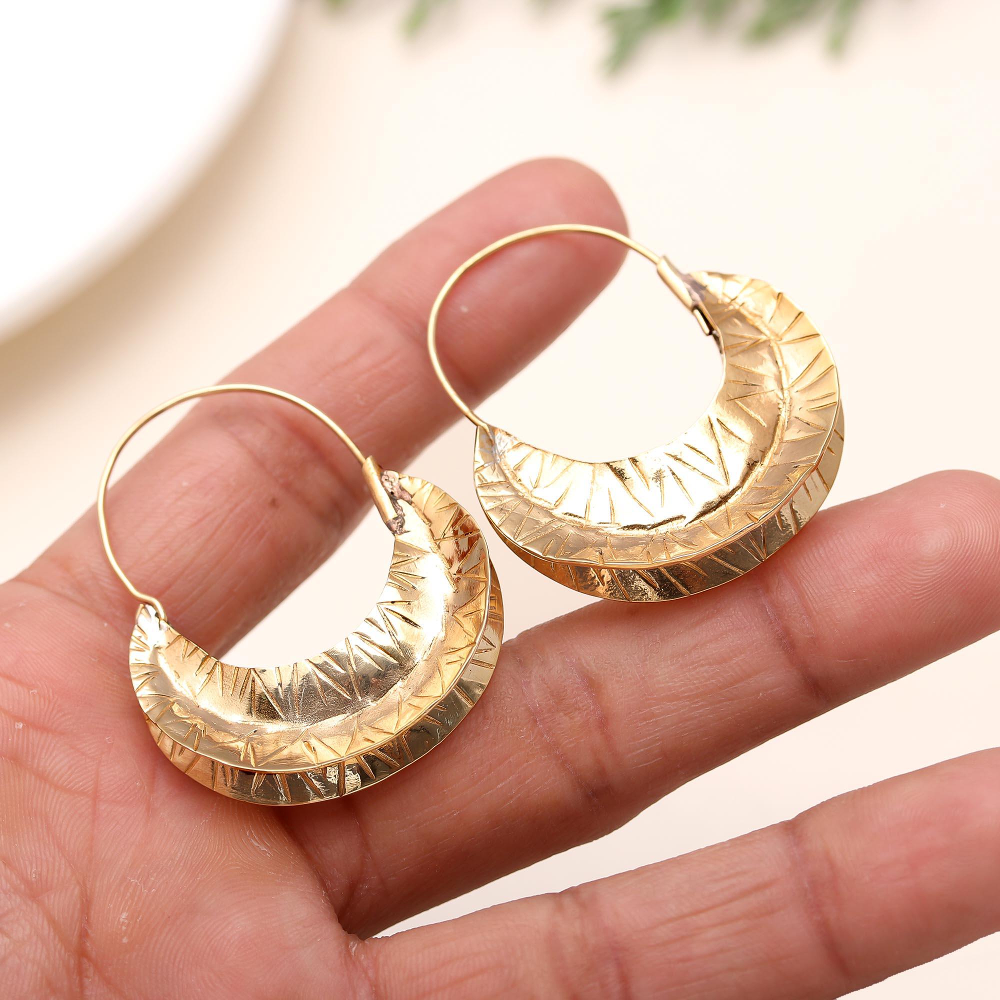 925 Silver Half Moon Hoop Earrings