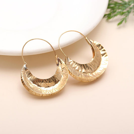 925 Silver Half Moon Hoop Earrings