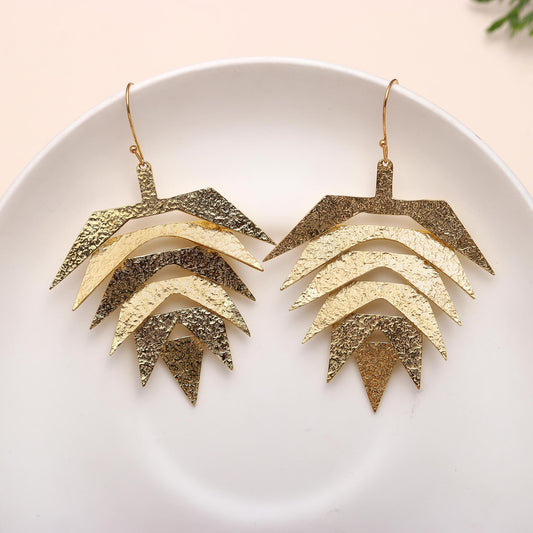 925 Silver Layered Leaf Dangle Earrings