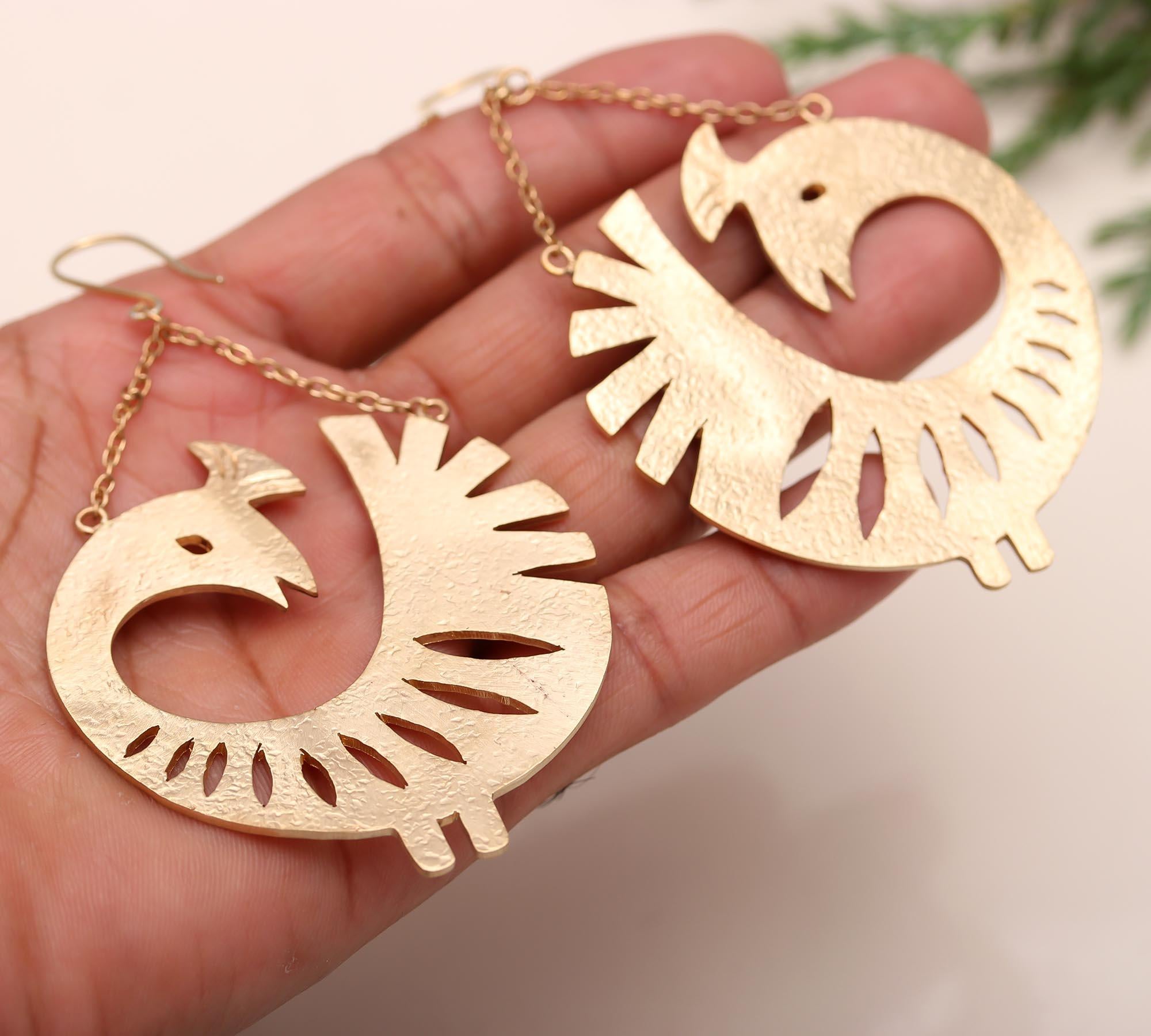 925 Silver Peacock Dangle Earrings