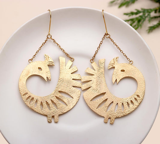 925 Silver Peacock Dangle Earrings