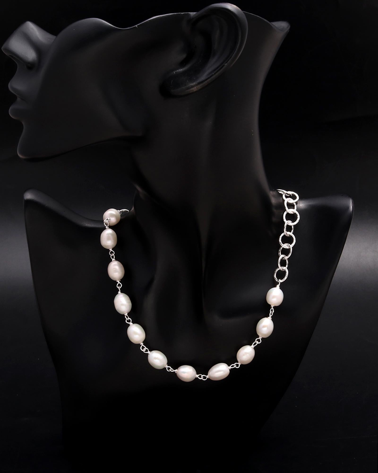925 Silver Freshwater Pearl Chain Necklace