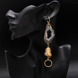 925 Silver Raw Agate Dangle Earrings