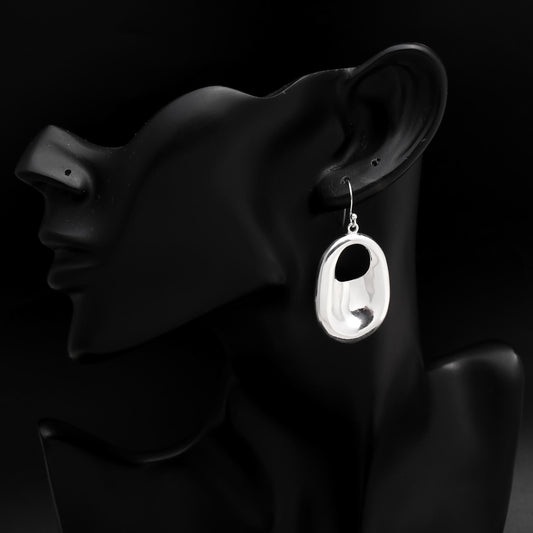 925 Silver Oval Hoop Dangle Earrings