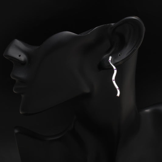 925 Silver Wavy Bar Earrings