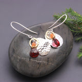 925 Silver Hammered Disc Drops Earrings