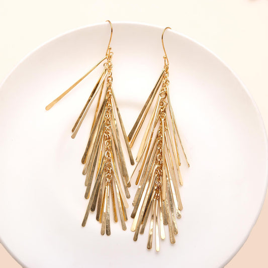 925 Silver Fringe Tassel Dangle Earrings