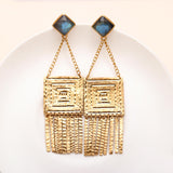 925 Silver Labradorite Fringe Drop Earrings