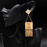 925 Silver Square Fringe Drop Earrings