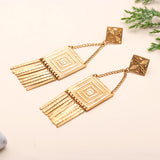 925 Silver Square Fringe Drop Earrings