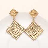 925 Silver Textured Square Drop Earrings