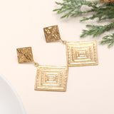 925 Silver Textured Square Drop Earrings