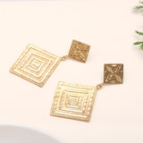925 Silver Textured Square Drop Earrings