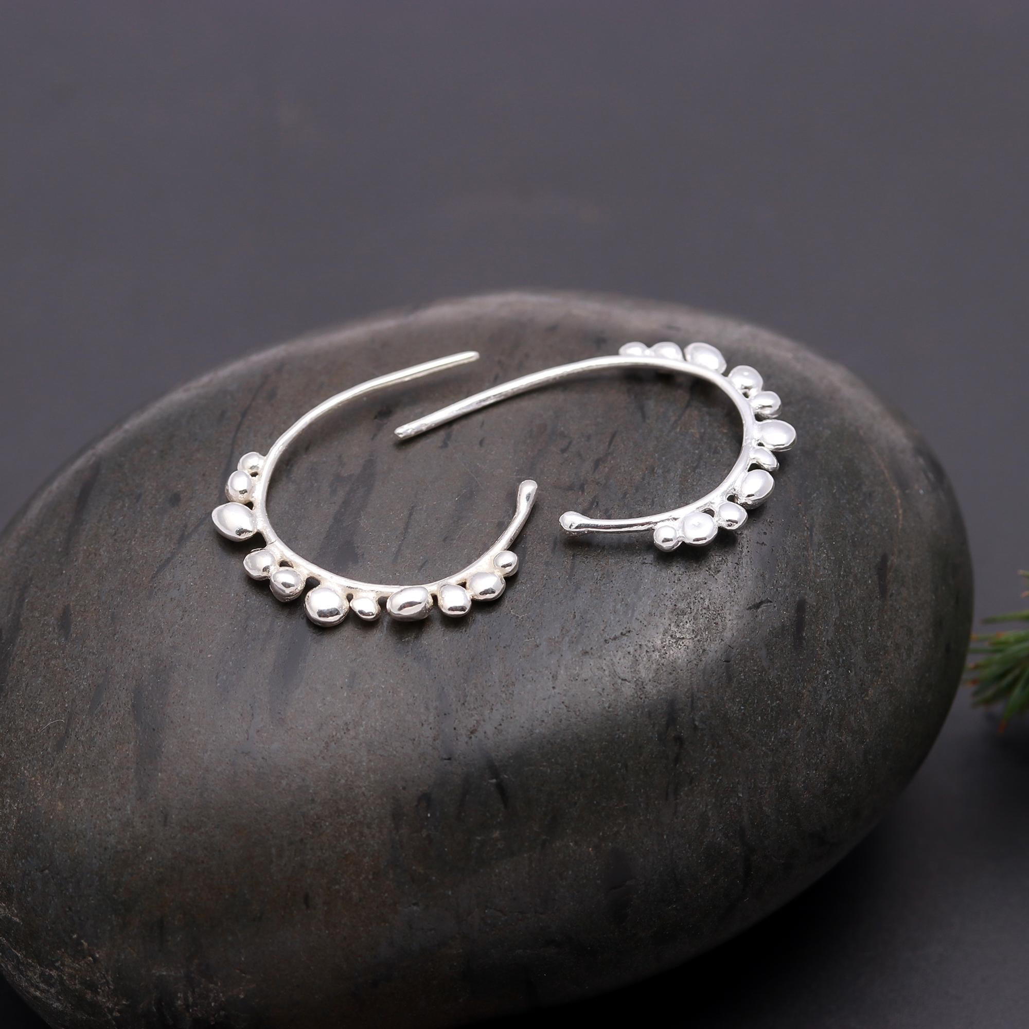 925 Silver Bubble Open Hoop Earrings