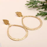 Brass Stud Earrings with Hammered Texture