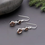 925 Silver Double Smoky Quartz Dangle Earrings