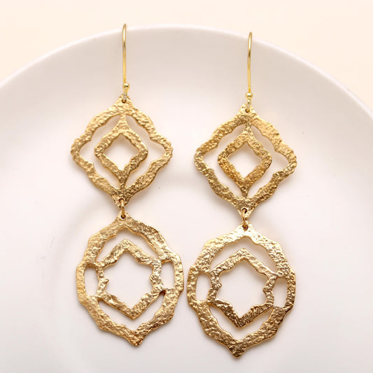 925 Silver Textured Geometric Dangle Earrings