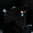 925 Silver Coral Rose and Aqua Chalcedony Drop Earrings