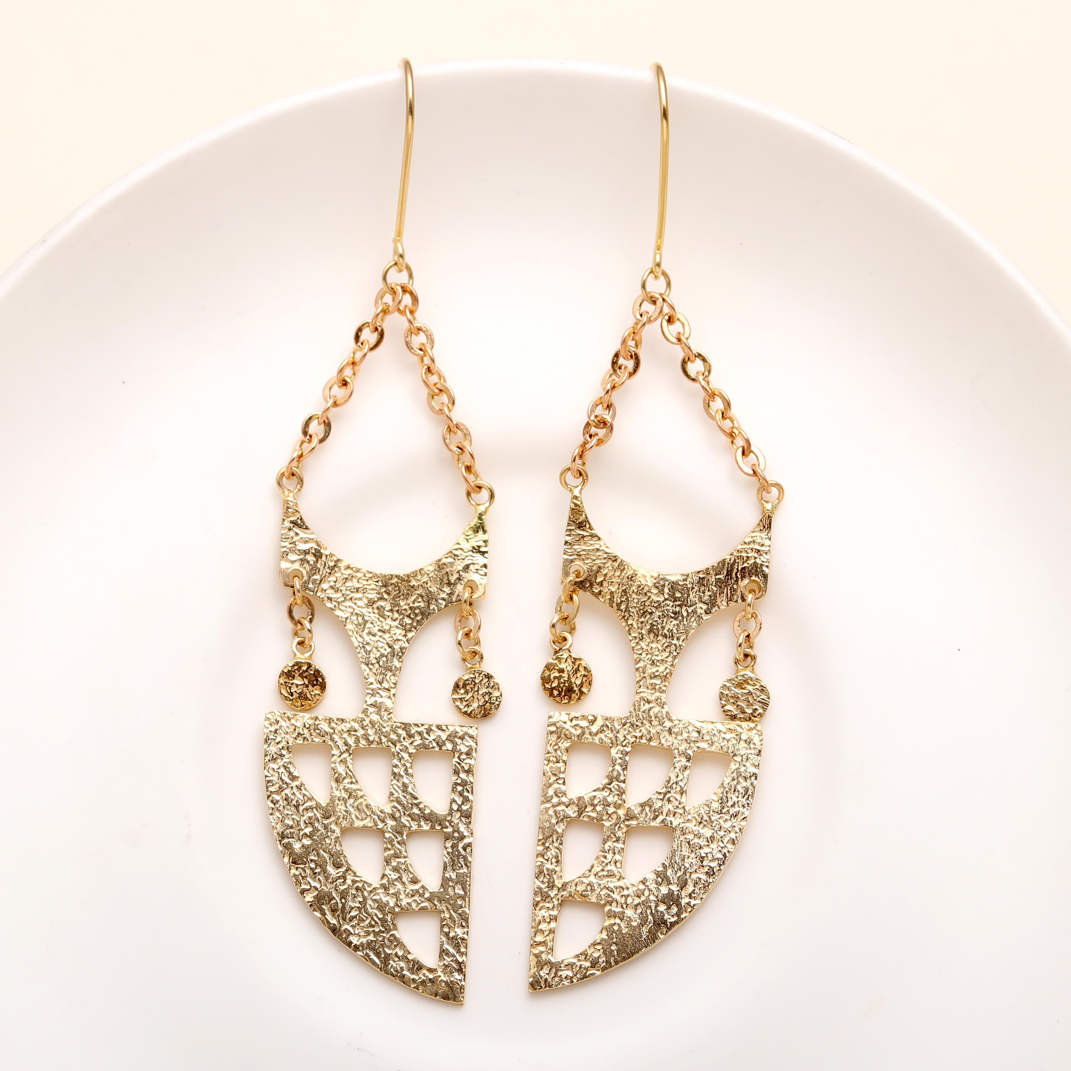 Brass Owl Long Dangle Earrings  Hypoallergenic