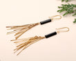 Brass Feather Earrings with Raw Black Tourmaline