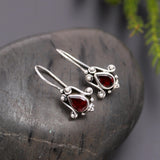 925 Silver Vintage Garnet Teardrop Earrings