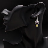 925 Silver Amethyst and Peridot Circle Dangle Earrings