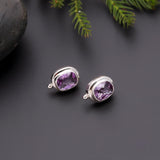 925 Silver Amethyst Stud Earrings
