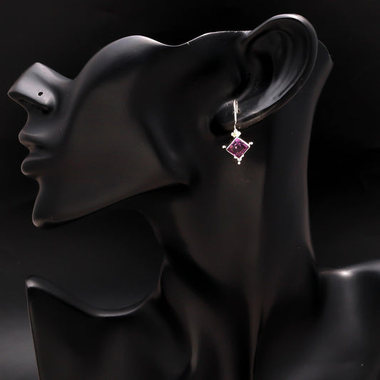 925 Silver Amethyst Dangle Earrings
