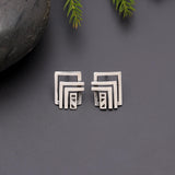 925 Silver Square Design Stud Earrings