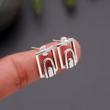 925 Silver Arch Frame Stud Earrings