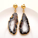 925 Silver Agate Slice Drop Earrings