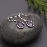 925 Silver Faceted Amethyst Dangle Earrings
