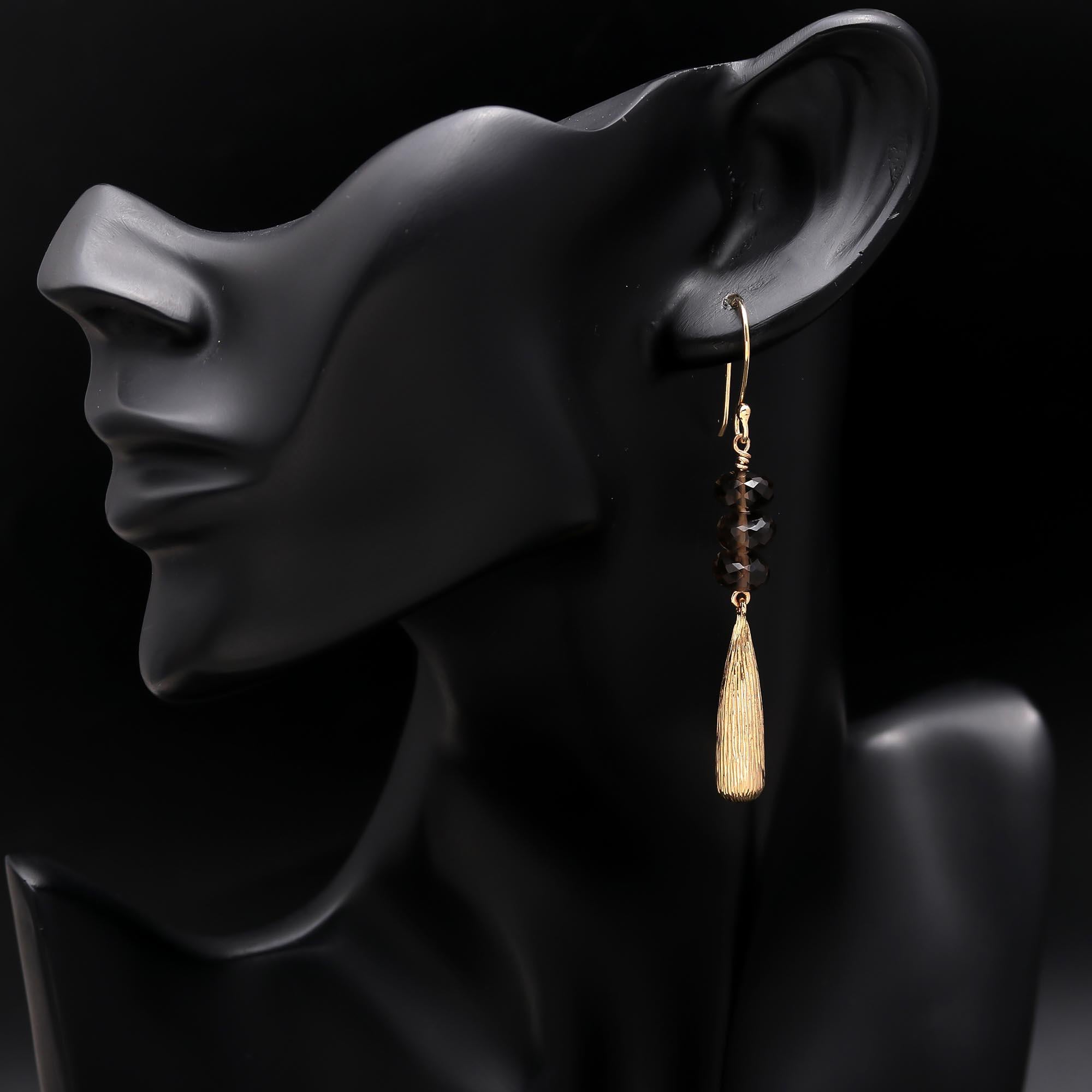 925 Silver Smoky Quartz Dangle Earrings