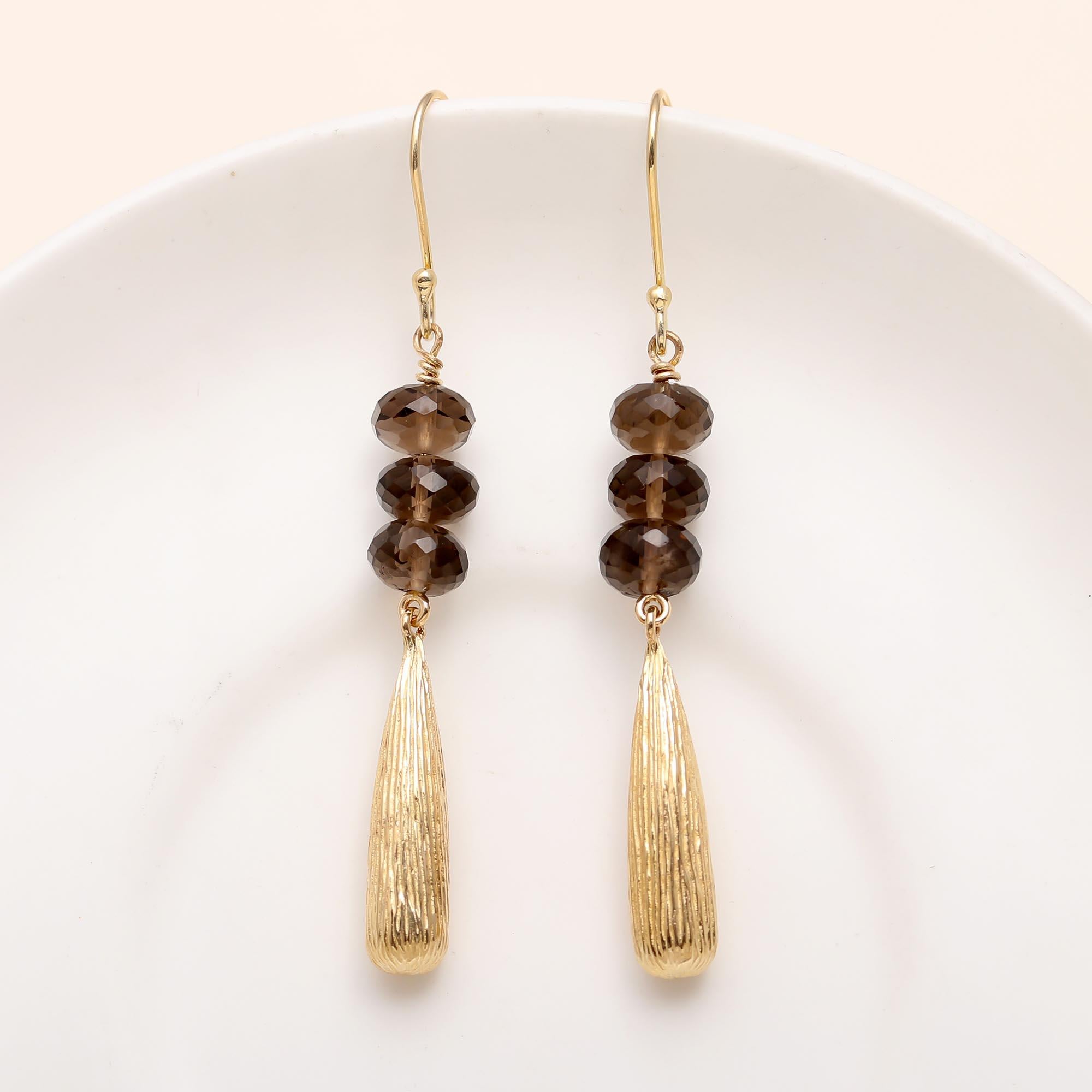 925 Silver Smoky Quartz Dangle Earrings
