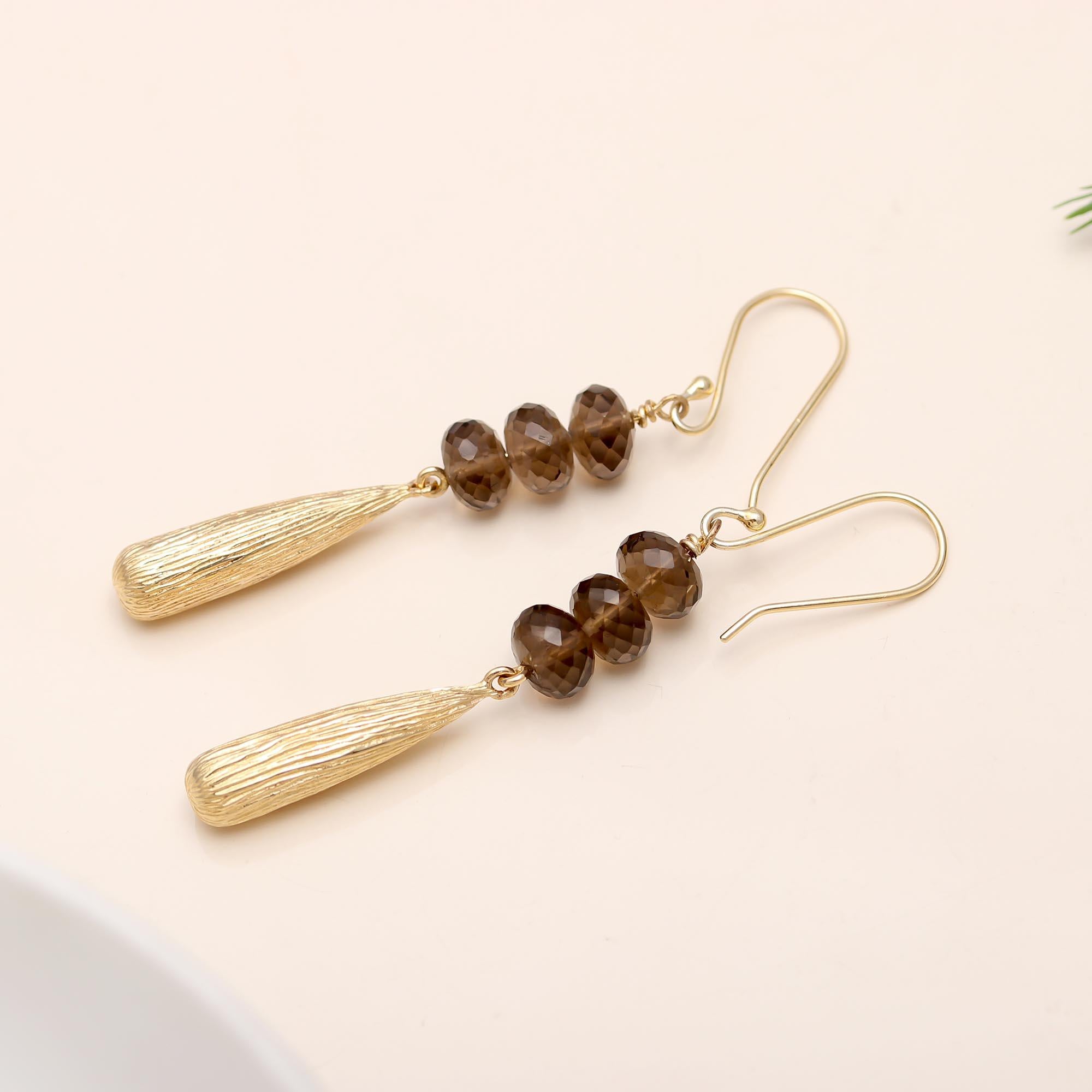 925 Silver Smoky Quartz Dangle Earrings