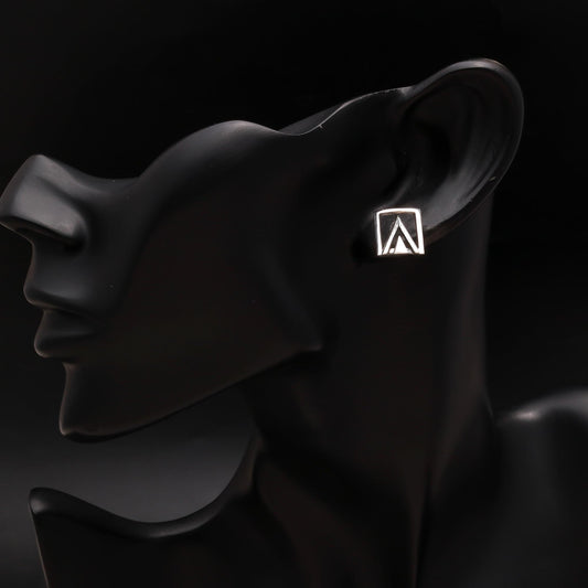 925 Silver Triangle Frame Stud Earrings