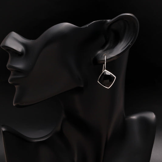 925 Silver Black Onyx Dangle Earrings