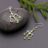 925 Silver Peridot Chandelier Earrings