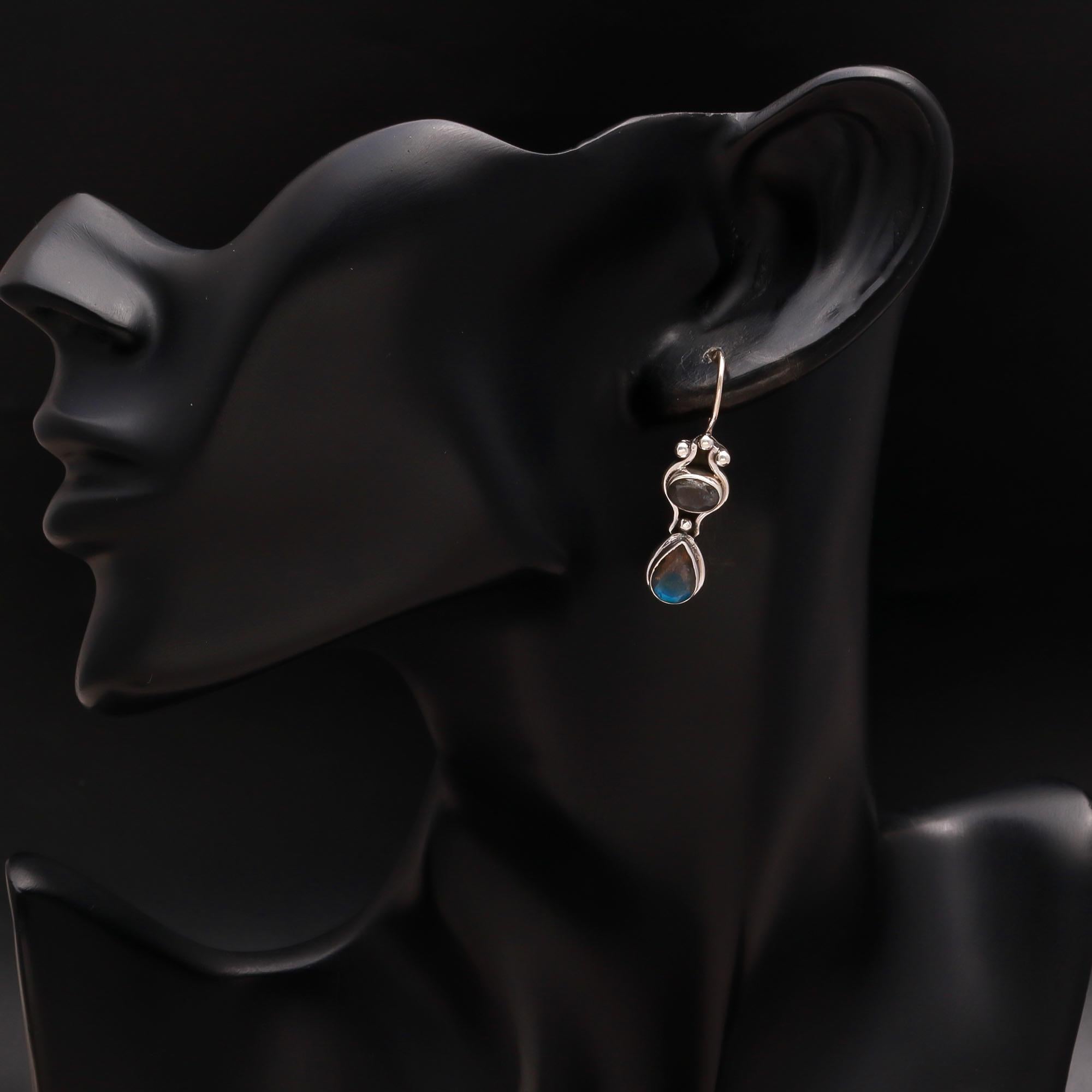 925 Silver Labradorite and Iolite Dangle Earrings