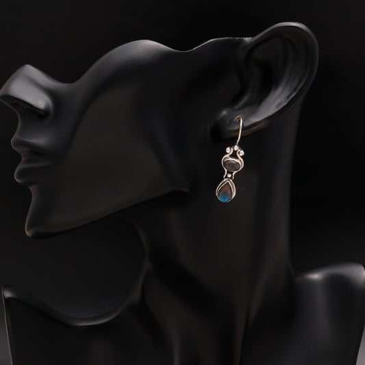 925 Silver Labradorite and Iolite Dangle Earrings
