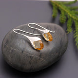 925 Silver Faceted Citrine Teardrop Earrings