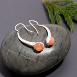 925 Silver Orange Moonstone Hook Earrings