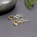 925 Silver Lemon Quartz Dangle Earrings