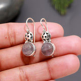 925 Silver Round Fluorite Dangle Earrings