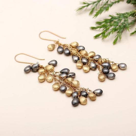 925 Silver Cluster Dangle Earrings