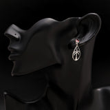 925 Silver Palm Tree Garnet Drop Earrings