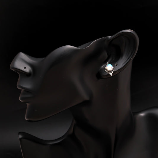 925 Silver Rainbow Moonstone Stud Earrings